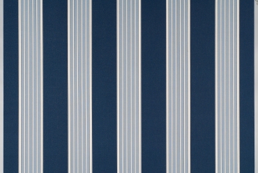 Gartenstrandkorb Classic Halbliegemodell, 2-Sitzer, PVC-Kunststoffgeflecht blau mit weißen Nadelstreifen Stoff-Dessin: 118